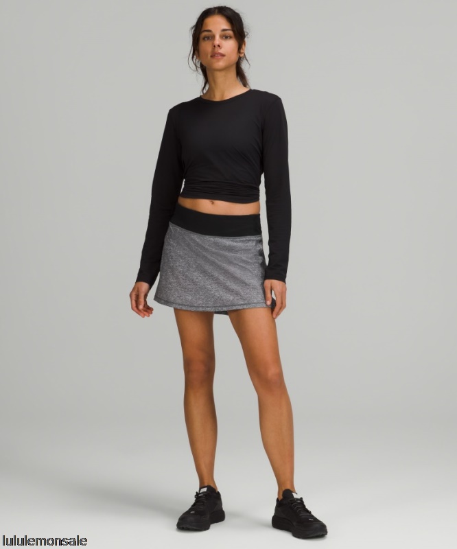 Lululemon Damen DELULU390 | Pace Rival Mittelhoher Rock Lang Meliert Lux Multi Schwarz
